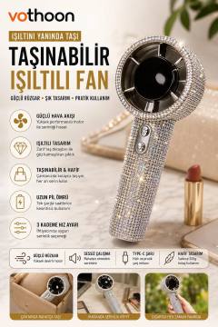 Taşınabilir Fan Kristal Yapay Elmas El Vantilatörü Mini Kişisel El Tipi Fan Işıltılı Soğutma Küçük Fan