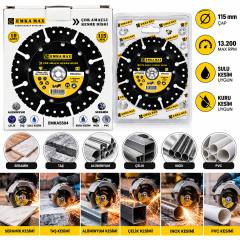 10 Adet Çok Amaçlı Kesme Disk Seramik - Çelik - Pvc - Inox - Alüminyum - Taş 115MMX22.2