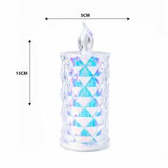 12 Adet Led Candle Kamp Büyük Boy= ÇAP:5CM - Y: 16CM Pilli Led Mum Mika Kristal Plastik YAKUT-13637