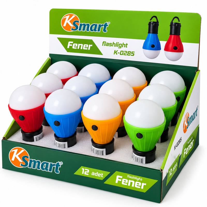 12 Adet Pilli Fener - Ampul Renkli Askılı K-0285