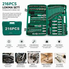 216PCS Lokma Seti Lokma - Soket - Bits Adaptör - 3AD.CIRCIR Kolu Plastik Çantalı