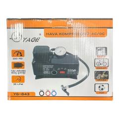 220 Volt-12 Volt 250 Psi Kompresör Lastik Hava Şişirme Oto Pompası Fişli Ve Çakmaklı Yage-843