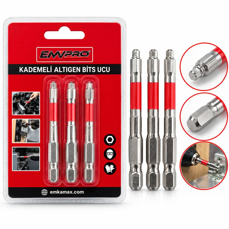 3PCS Kademeli Alyan Bits Ucu - Çok Fonsiyonlu 65MM/2.56 Oın