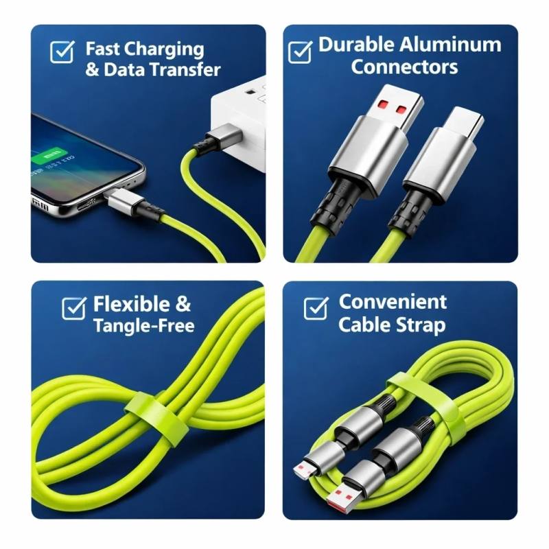 4-in-1 240W PD Hızlı Şarj Kablosu – Type-C Lightning Destekli PL-8632