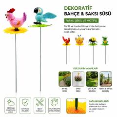 48 Adet Dekoratif Bahçe - Saksı Süsü Rüzgarda Sallanan Yaylı Hayvan Figür Mix