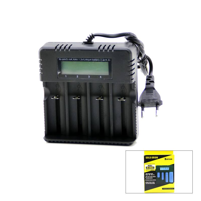 4LÜ PİL ŞARJ ALETİ 3000mA 4.2V FİŞLİ=AC 100-240V ETC - 26650 - 18650 - 16340