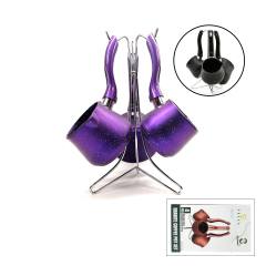 4PCS 230-280-380ML Granit - Çelik Cezve Renkli Metal Standlı