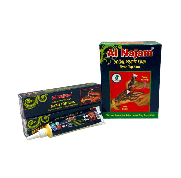 12 Adet Al Najam Siyah Tüp Kına 30GR