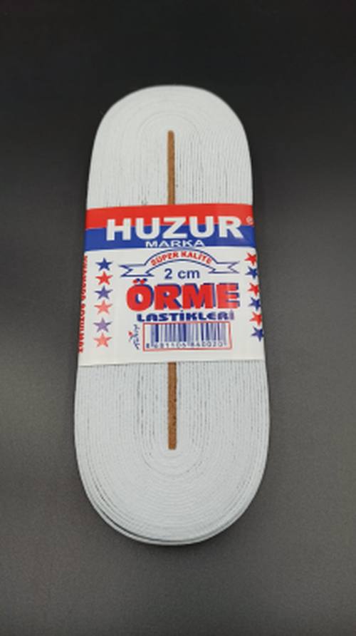 Beyaz - 2CM Paça Lastik Yassı Geniş 10MT