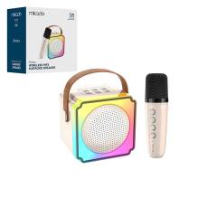 Beyaz Karaoke Mikrofonlu Wireless Hoparlör - Speaker Işıklı Usb Şarjlı Bt - Tf Card - Aux 5W