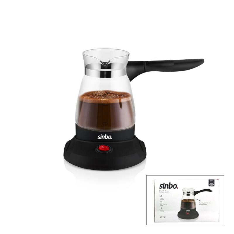 Cam Elektrikli Cezve Türk Kahve Makinesi - 5FİNCAN=500ML Kablosuz Kullanım- 360°DÖNER 600W SCM-2981