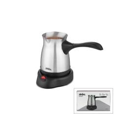 Çelik Elektrikli Cezve Türk Kahve Makinesi - 6FİNCAN=500ML 360° Kablosuz Kullanım Katlanır Kulp 600W SCM-9039