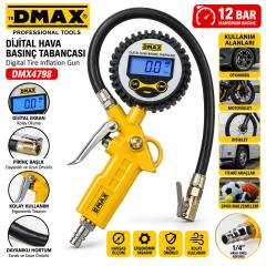 Dijital Hava Ölçme - Lastik Şişirme Tabancası 12 Bar Basınçlı - 1/4 Rekor DMX-4798