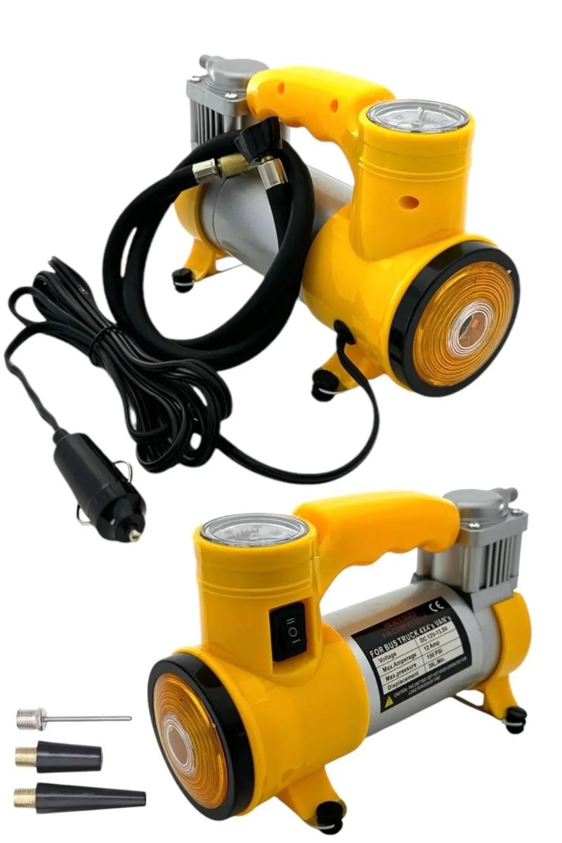 Elektrikli Araba Lastik Şişirme / 150 PSI - 12V / Taşınabilir Metal Hava Kompresörü