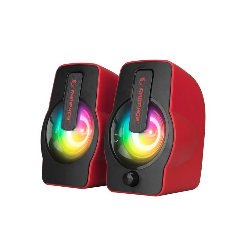 Kırmızı - Rgb Işıklı 1+1 Hoparlör Speakaer Set Usb Kablo 2.0 Multimedya - 6W
