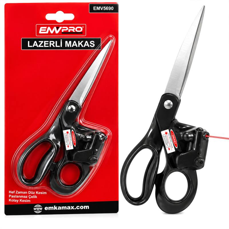Lazerli Terzi Makas Pilli Kırmız Lazer Plastik Saplı EMV-5690