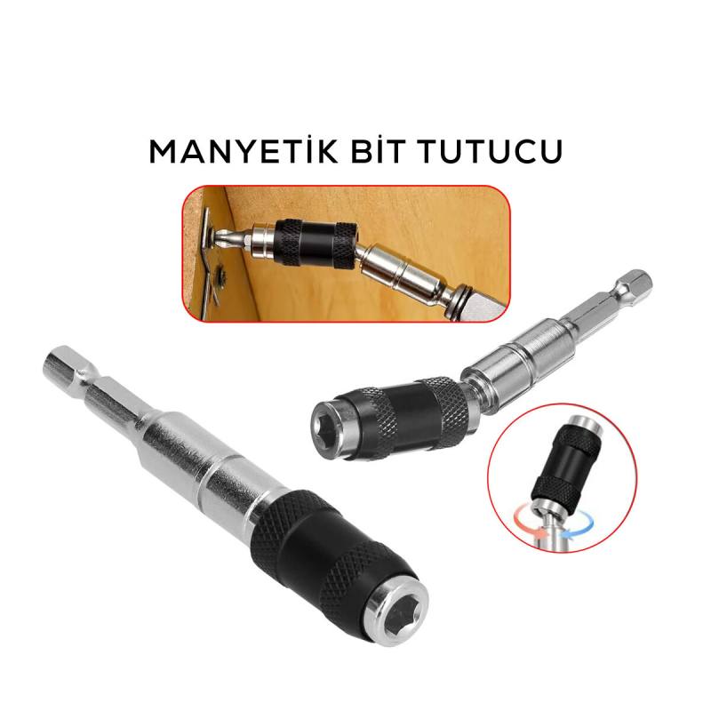 Mafsallı Manyetik Bits Tutucu 1/4 Döner Başlık = 0-20°
