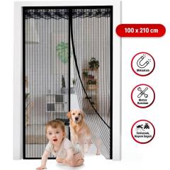 Mıknatıslı Kapı Sinekliği Siyah 100x210 cm Otomatik Kapanan Manyetik Tül Sineklik