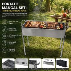 Paslanmaz Mangal Portatif Ayaklı - Standlı 70CM