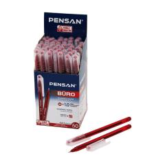 50 Adet Pensan Büro Kırmızı Tükenmez Kalem M-medium - 1.0MM Uç