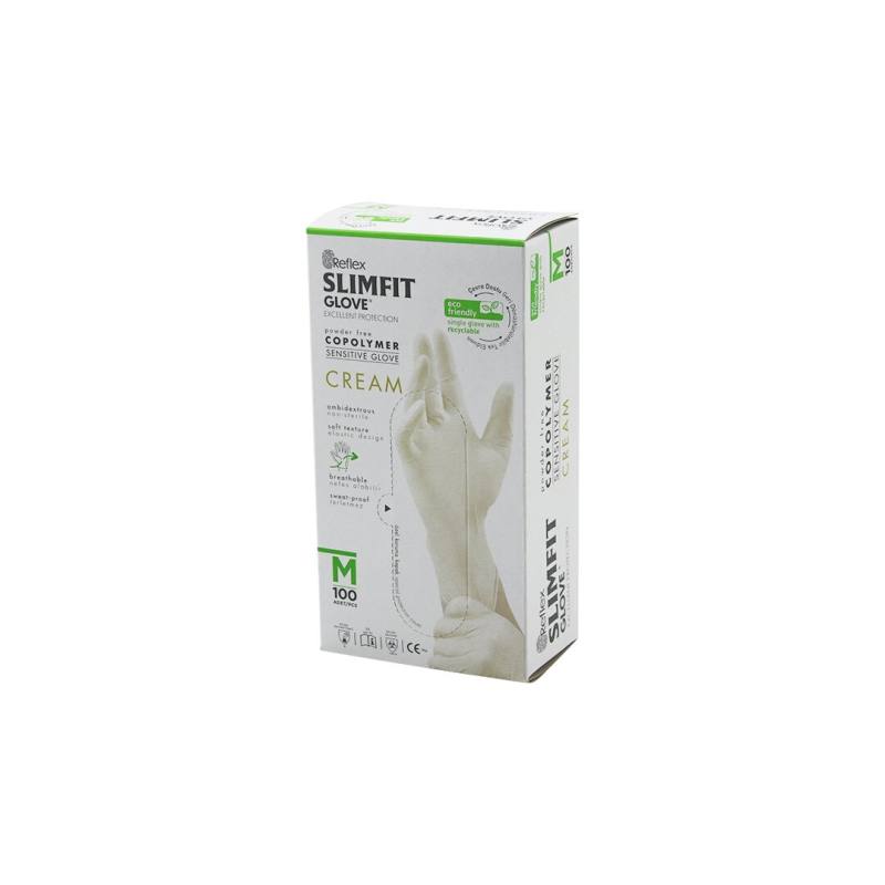 Reflex Slimfit Glove KOD-029 M Krem Pudrasız Muayene Eldiven 100LÜ