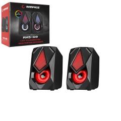 Siyah - Rgb Işıklı 1+1 Hoparlör Speakaer Set Usb Kablo 2.0 Multimedya - 5W