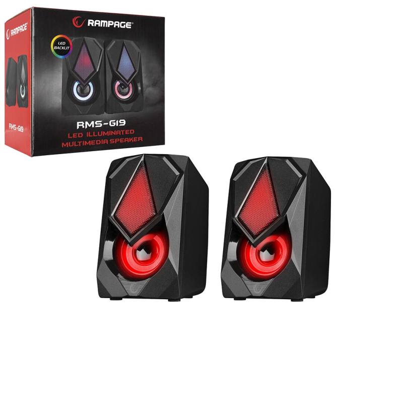 Siyah - Rgb Işıklı 1+1 Hoparlör Speakaer Set Usb Kablo 2.0 Multimedya - 5W