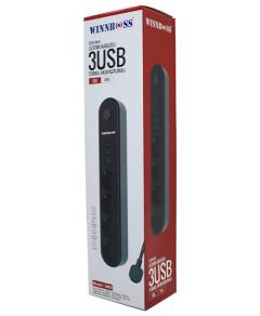 Termal Akım Korumalı 4LÜ Priz 3XUSB 2MT Anahtarlı Uzatma Kablo Siyah 10A - 2500W