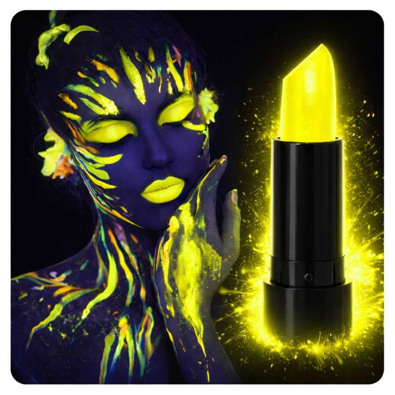 UV Neon Sarı Ruj – Karanlıkta Parlayan Makyaj Boyası