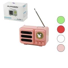 Wireless Hoparlör - Speaker - Radyo Işıklı Usb Şarjlı Renkli Kasa - Bronz Çerçeve Usb - Dc 5V - Tf