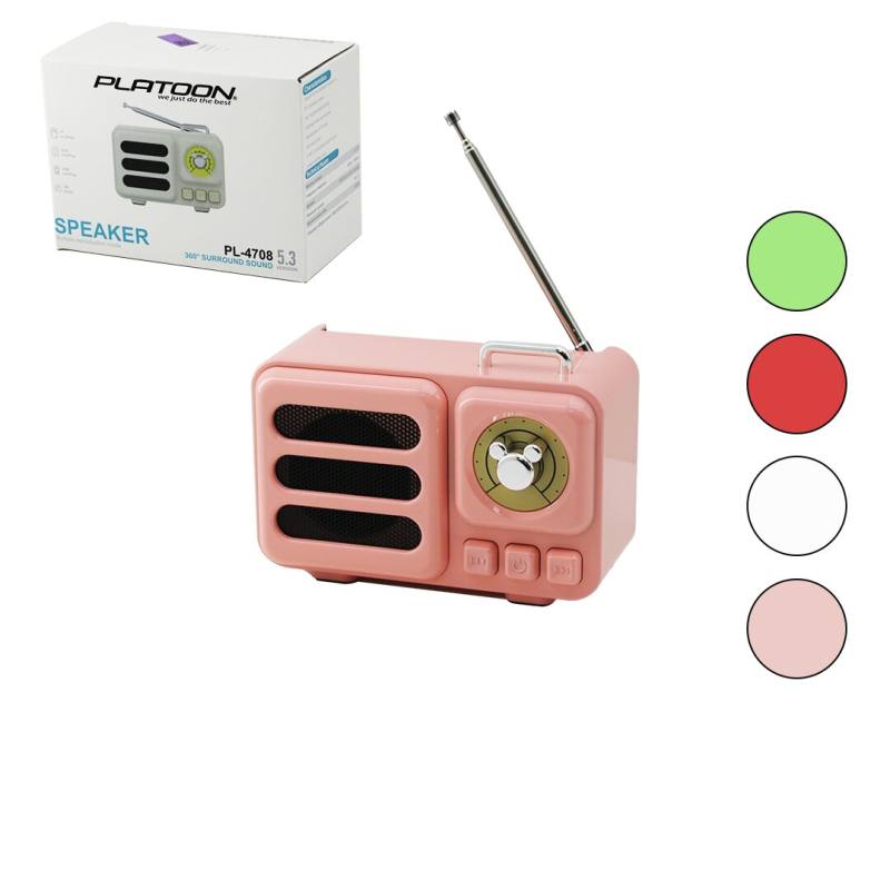 Wireless Hoparlör - Speaker - Radyo Işıklı Usb Şarjlı Renkli Kasa - Bronz Çerçeve Usb - Dc 5V - Tf