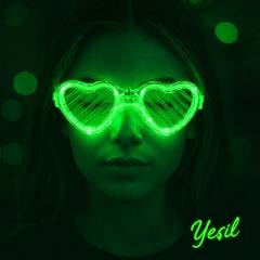 Yeşil LED Işıklı Kalp Gözlük – 3 Modlu Parti - Glow Gözlüğü