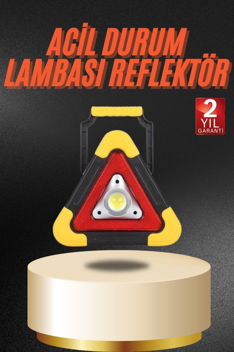 Işıklı İkaz Lambası Reflektör Şarjlı Işıklı Üçgen LED Acil Durum Feneri