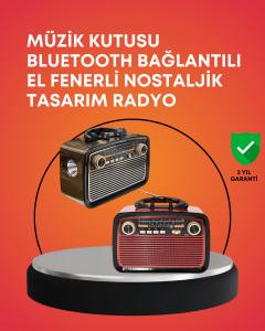 Nostaljik Radyo Görünümlü Bluetooth Hoparlör – FM/AM Yayın, Kablosuz Bağlantı, Şarj Edilebilir