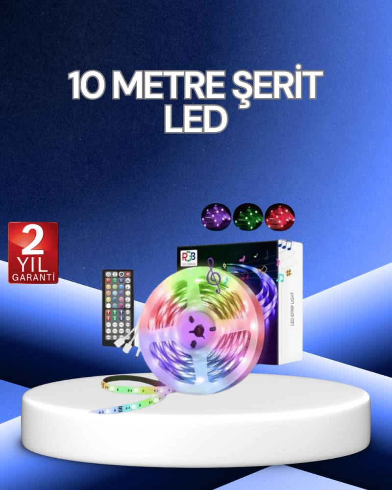 10 Metre Smart Şerit Led Bluetooth Telefon Kontrollü USB Enerjili