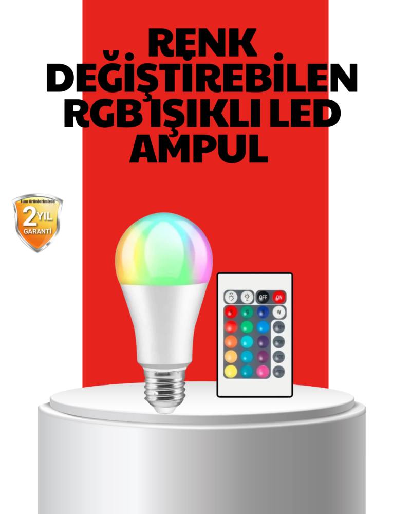 RGB Uzaktan Kumandalı LED Ampul 16 Renkli A Kalite Orijinal