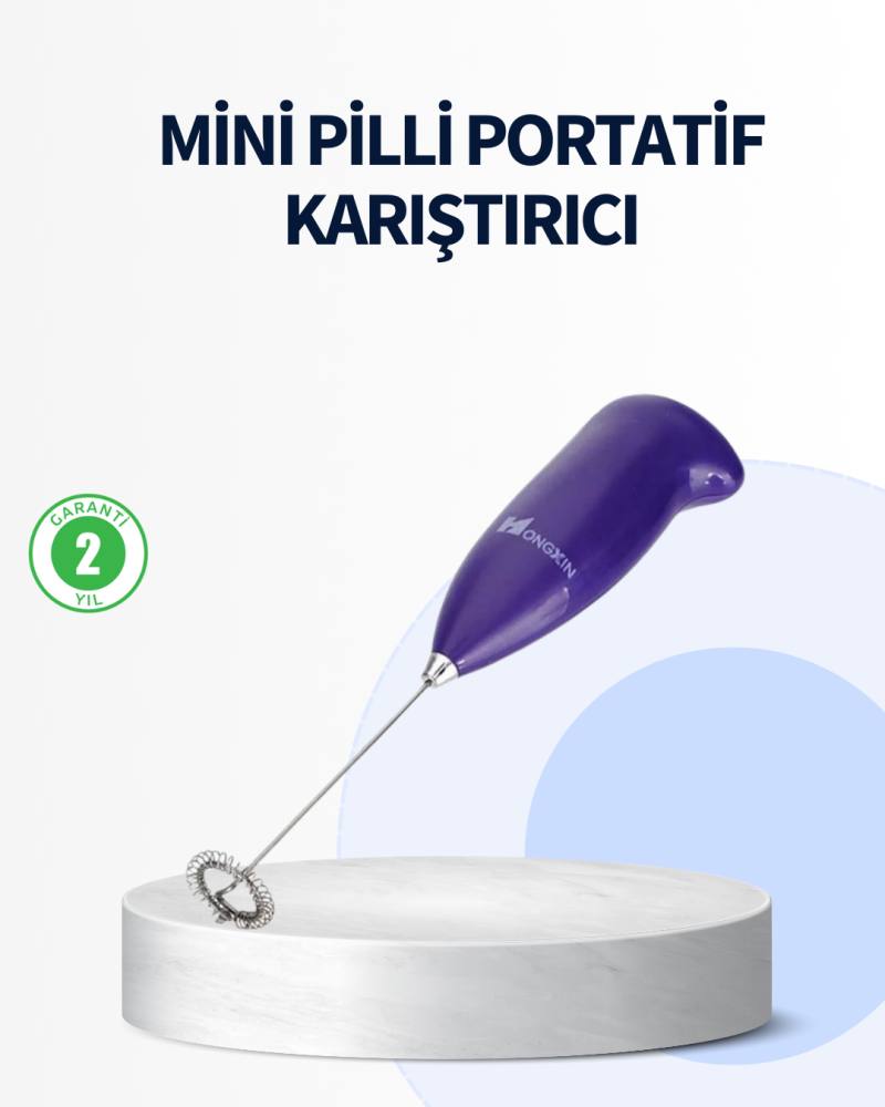 Mini Pilli Portatif Karıştırıcı – Cappuccino, Latte, Frappe ve Kahve Köpürtücü