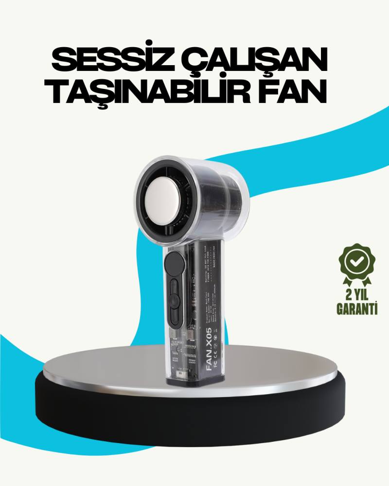 Sessiz Çalışan Taşınabilir Fan | USB Şarjlı ve Kompakt Tasarım