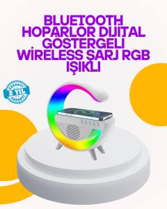 Renkli Işıklı 15W Kablosuz Şarjlı Masa Lambası