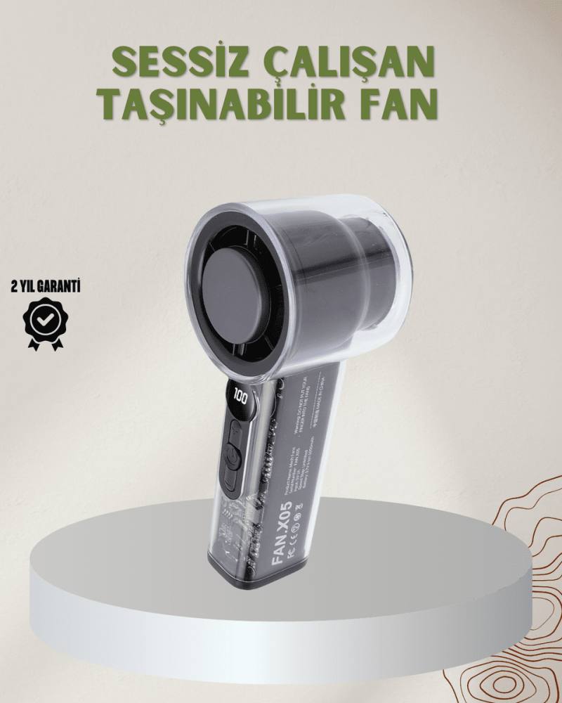 100 Kademeli Ayarlanabilir Mini Fan | Dijital Ekranlı Serinletici