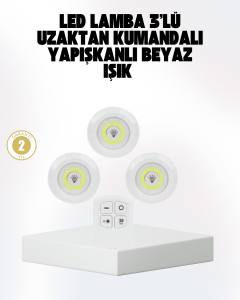 Kablosuz Gün Işığı 3’lü LED Spot Lamba Kumandalı