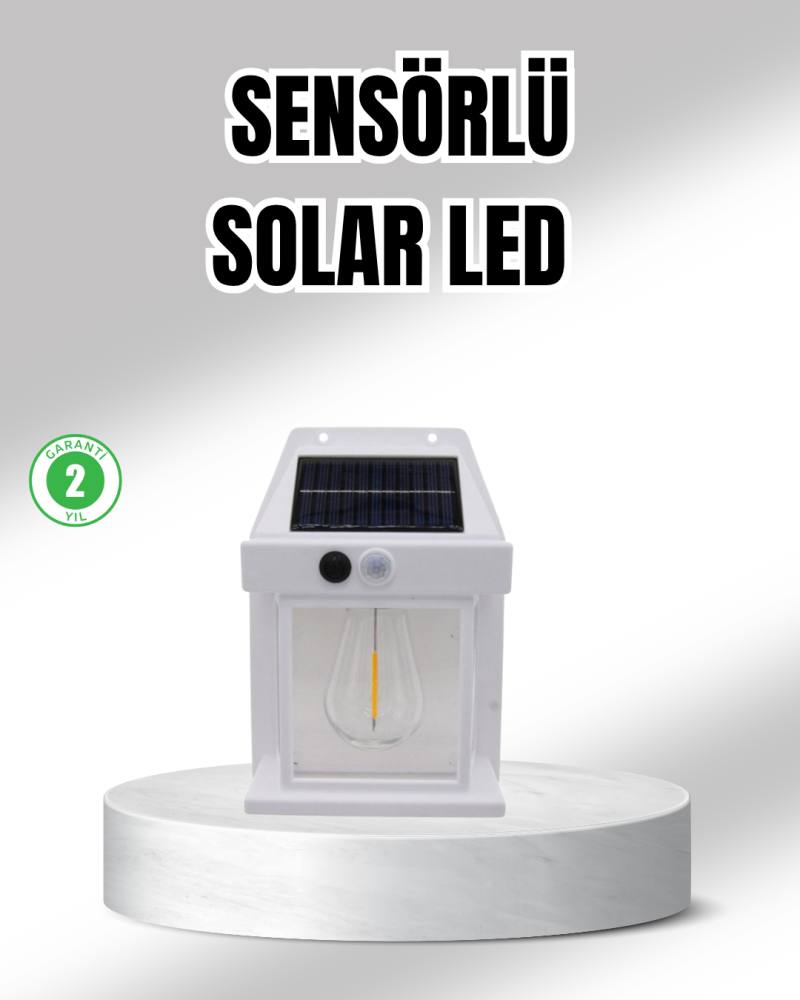 Güneş Enerjili Dış Mekan Sensörlü Duvar Lambası IP65 Su Geçirmez