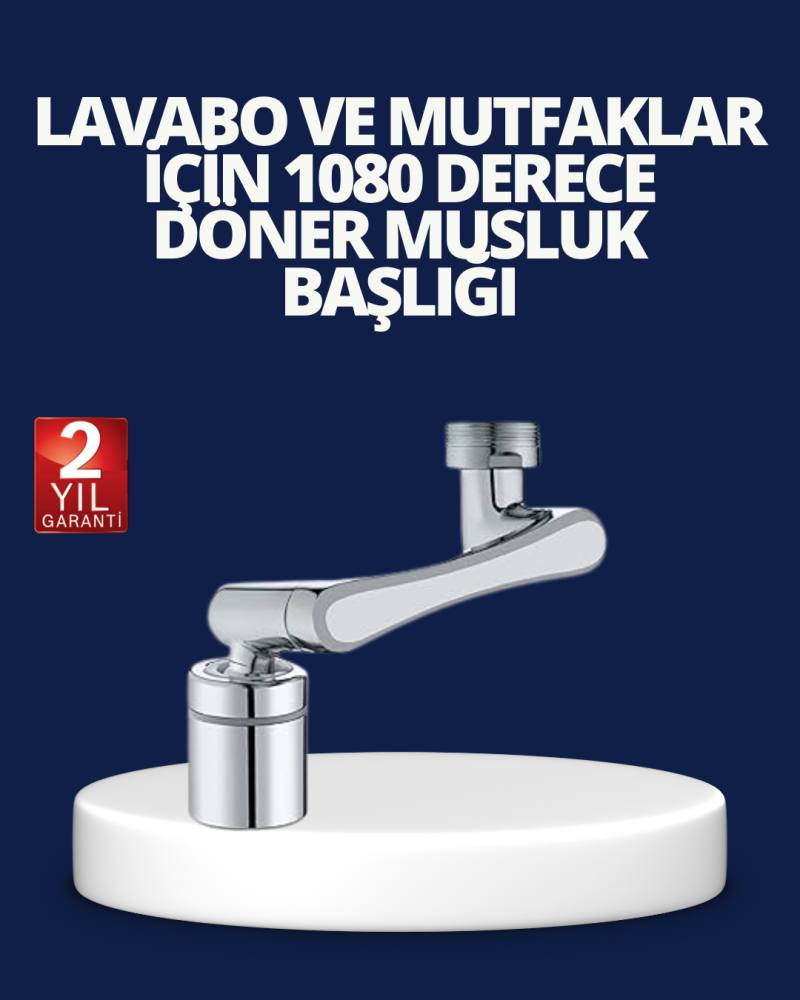 Esnek 1080° Musluk Başlığı 3 Eklemli Hareketli Su Modlu Lavabo Aparatı