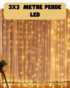 3x3 Metre Perde LED Işık Sıcak  Şelale Tasarım Dekoratif Aydınlatma