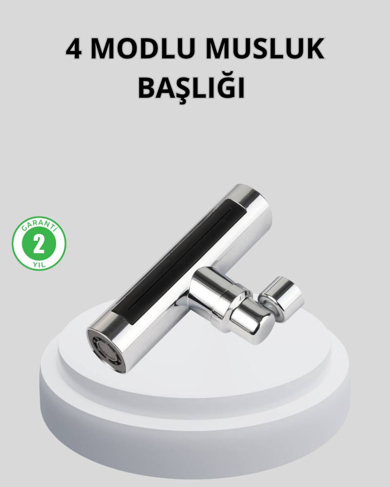 360° Dönebilen Musluk Başlığı 4 Fonksiyonlu Su Tasarruflu ve Dayanıklı