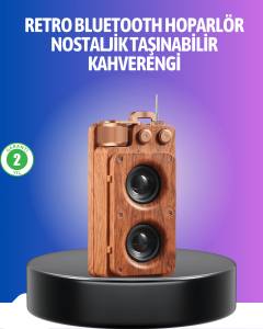 Vintage Tasarımlı Bluetooth Hoparlör Uzun Pil Ömürlü ve FM Destekli