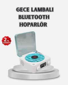 3-ü-1 Gece Işığı Bluetooth Hoparlör Dijital Saat Vintage Plak Çalar Tasarımlı