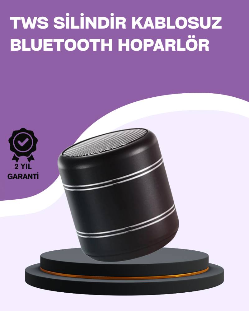 Silindir Tasarım Mini Bluetooth Hoparlör 10m Çekim Güçlü Bas ve Mikrofonlu