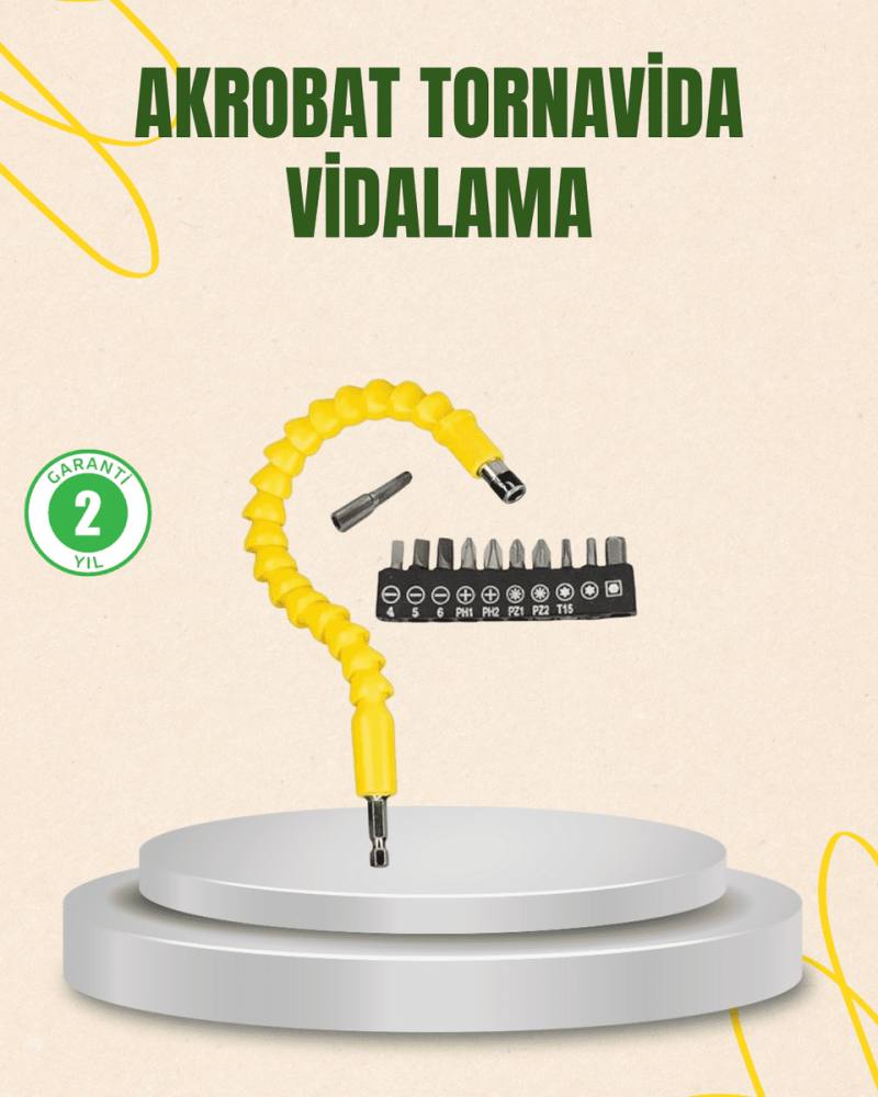 12 Parça Akrobat Vidalama Uç Seti Esnek Dar Alan Kullanım