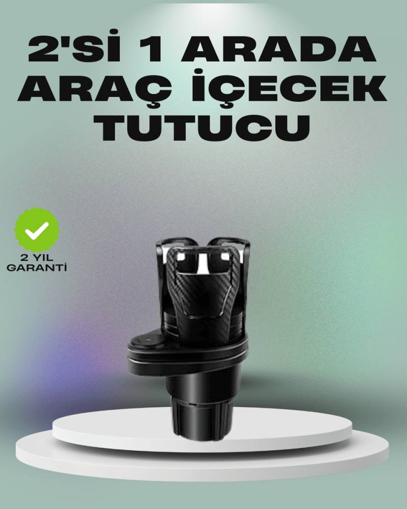 Araba Çift Bardak Tutucu 360° Dönebilen İkisi Bir Arada Ayarlanabilir